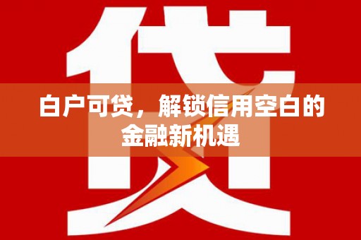 桦甸白户可贷，解锁信用空白的金融新机遇