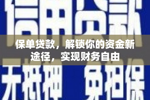 桦甸保单贷款，解锁你的资金新途径，实现财务自由